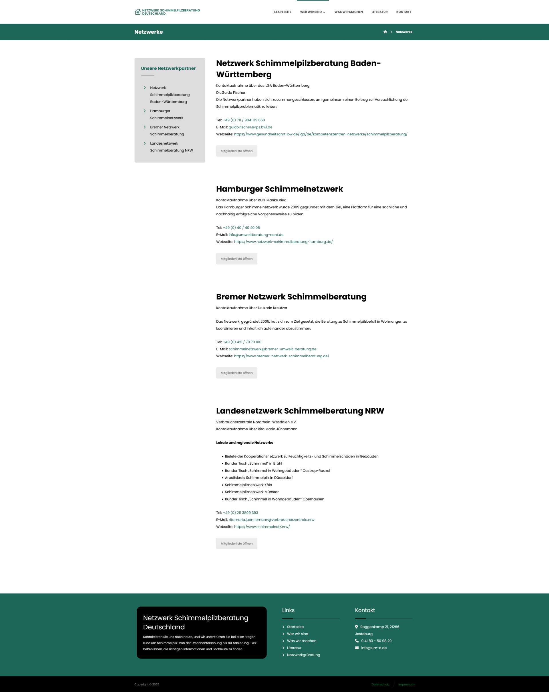 Netzwerk Schimmelpilzberatung Deutschland Website